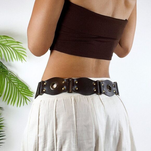 Vintage Y2K Brown Bohemian Fairy Grunge Chunky 70's Style Hippie Belt / Size: 5 - Picture 2 of 10